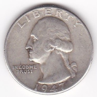 Etats-Unis , Quarter Dollar 1947 D Denver, Washington , En Argent - 1932-1998: Washington