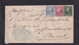 PAYS-BAS 1872 . 5 C, 10 C Und 20 C. König Auf Einschreibbrief Ab YZENDYKS Nach Brüssel - SELTEN - Cartas & Documentos