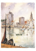 LA ROCHELLE  Le Port Vu Du Bassin à Flot  Aquarelle De Claude Suire    24 (scan Recto Verso)MG2849 - La Rochelle