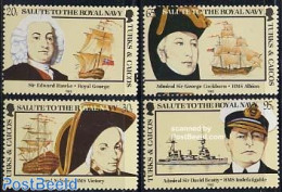 Turks And Caicos Islands 1985 Royal Navy 4v, Mint NH, Transport - Various - Ships And Boats - Uniforms - Schiffe
