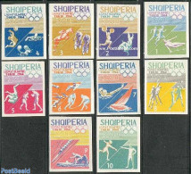 Albania 1964 Olympic Games Tokyo 10v Imperforated, Mint NH, Sport - Basketball - Cycling - Fencing - Hockey - Kayaks &.. - Basket-ball