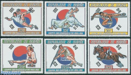 Guinea, Republic 1987 Olympic Games 6v, Mint NH, Nature - Sport - Horses - Athletics - Gymnastics - Handball - Judo - .. - Atletica