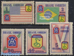 Brazil 1945 Army Victory 5v, Unused (hinged), History - Flags - Militarism - World War II - Nuovi