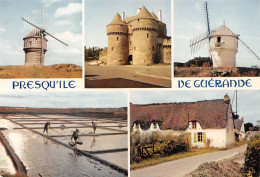 GUERANDE  Port Principal De Guérande, Moulin Du Diable, Les Marais, Chaumière De La Brière  13 (scan Recto Verso)MG2863 - Guérande