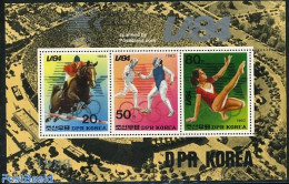 Korea, North 1983 Olympic Games 3v M/s, Mint NH, Nature - Sport - Horses - Fencing - Gymnastics - Olympic Games - Fencing