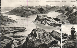 11737123 Pilatus Panoramakarte Vierwaldstaettersee Zugersee Alpen Hornblaeser Pi - Autres & Non Classés