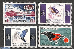 New Hebrides 1966 Definitives 4v E, Mint NH, Nature - Transport - Birds - Fish - Ships And Boats - Unused Stamps