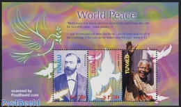 Tuvalu 2004 World Peace 3v M/s, Mint NH, History - Nature - Nobel Prize Winners - Birds - Nobel Prize Laureates