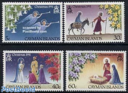 Cayman Islands 1991 Christmas 4v, Mint NH, Nature - Religion - Flowers & Plants - Angels - Christmas - Christianisme