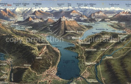 11737073 Zug ZG Panoramakarte Vierwaldstaettersee Zugersee Alpen Zug - Autres & Non Classés