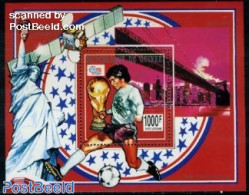 Guinea, Republic 1993 World Cup Football S/s, Mint NH, Sport - Transport - Space Exploration - Art - Bridges And Tunnels - Brücken