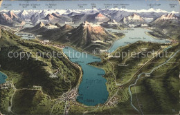 11737043 Zug ZG Panoramakarte Vierwaldstaettersee Zugersee Alpen Zug - Sonstige & Ohne Zuordnung