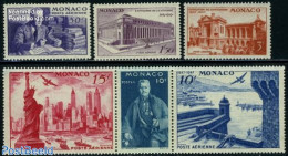 Monaco 1947 New York Philatelic Exposition 6v (3v+[::]), Mint NH, Transport - Various - Ships And Boats - Lighthouses .. - Unused Stamps
