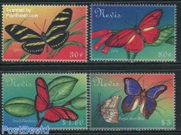 Nevis 2000 Butterflies 4v, Mint NH, Nature - Butterflies - St.Kitts Und Nevis ( 1983-...)