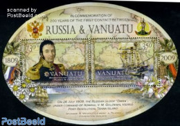 Vanuatu 2009 200 Years Contact Russia-Vanuatu S/s, Mint NH, Transport - Various - Ships And Boats - Maps - Uniforms - Barche
