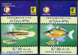 Papua New Guinea 2004 Freshwater Fish 2 Booklets, Mint NH, Nature - Fish - Stamp Booklets - Pesci