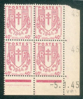Lot B053 France Coin Daté Chaînes Brisées N°672 (**) - 1940-1949