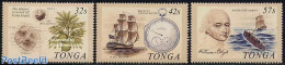 Tonga 1989 Mutiny On The Bounty 3v, Mint NH, Nature - Science - Transport - Various - Flowers & Plants - Weights & Mea.. - Barche