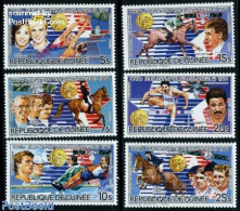 Guinea, Republic 1985 Olympic Winners 6v, Mint NH, Nature - Sport - Horses - Olympic Games - Swimming - Natación