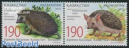 Kazakhstan 2012 Hedgehog, Joint Issue Belarus 2v [:], Mint NH, Nature - Various - Animals (others & Mixed) - Hedgehog .. - Emisiones Comunes