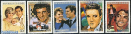 Guinea, Republic 1986 Famous Persons 5v, Mint NH, History - Performance Art - Sport - Charles & Diana - Kings & Queens.. - Familias Reales