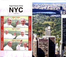 Saint Vincent 2015 Pope Francis Visits NYC 6v M/s, Mint NH, Religion - Pope - Päpste