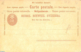 Switzerland 1888 Reply Paid Postcard 10/10c, Unused Postal Stationary - Cartas & Documentos