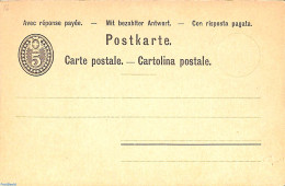 Switzerland 1885 Reply Paid Postcard 5/5c (1st And 3rd Side Printed), Unused Postal Stationary - Cartas & Documentos
