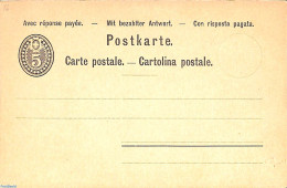 Switzerland 1885 Reply Paid Postcard 5/5c (1st And 3rd Side Printed), Unused Postal Stationary - Brieven En Documenten