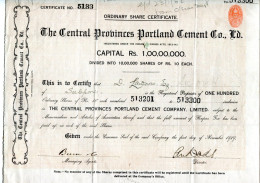India: The CENTRAL PROVINCES PORTLAND CEMENT Company, Limited - Industrie