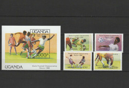 Uganda 1986 Football Soccer World Cup Set Of 4 + S/s MNH - 1986 – Messico