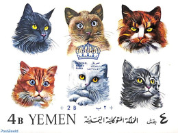 Yemen, Kingdom 1967 Jordan Relief Fund Overprints S/s, Mint NH, Nature - Cats - Andere & Zonder Classificatie