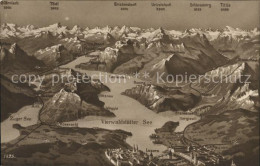 11736581 Vierwaldstaettersee SZ Panoramakarte Mit Alpen Brunnen - Autres & Non Classés