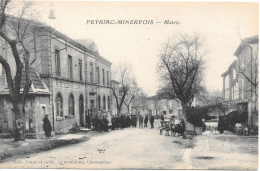 Peyriac-Minervois (11) La Mairie Et La Poste-en Face Café Et Rue Tres Tres Animée-Voiture - Sonstige & Ohne Zuordnung