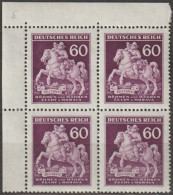 13/ Pof. 102, Dark Blue Violet; Corner 4-block, Print Plate 5 - Nuovi