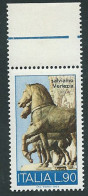 Italia 1973 ; Salviamo Venezia : Cavalli Di Bronzo. Francobollo Di Bordo Superiore. - 1971-80: Mint/hinged