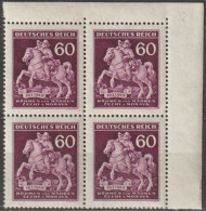 14/ Pof. 102, Dark Red Violet; Corner 4-block, Print Plate 2 - Unused Stamps