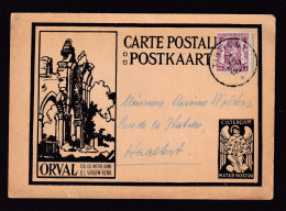 103/41 - Carte Illustrée ORVAL Noire Avec Ange - Surcollée TP Petit Sceau TINTIGNY 1940 Vers HAELTERT - Geïllustreerde Briefkaarten (1971-2014) [BK]