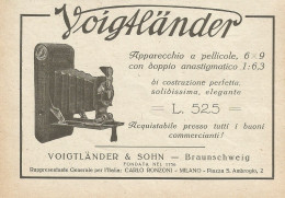 Apparecchi Fotografici VOIGTLANDER - Pubblicità 1925 - Advertising - Werbung