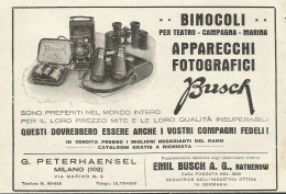 Binocoli E Apparecchi Fotografici BUSCH - Pubblicità 1930 - Advertising - Advertising