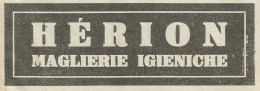 Maglierie Igieniche Hérion - Pubblicità 1925 - Advertising - Werbung