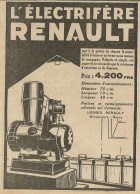 L'èlectrifère RENAULT - Pubblicità 1928 - Advertising - Advertising