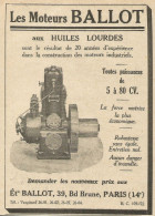 Les Moteurs BALLOT Aux Huiles Lourdes - Pubblicità 1929 - Advertising - Advertising