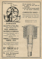 Une Pompe De L'eau - Forages - VINCENT & C. - Pubblicità 1929 - Advertis. - Publicidad
