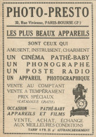 PHOTO PRESTO Cinèma - Phonographe - Poste Radio - Pubblicità 1928 - Adv. - Publicidad