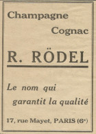 Champagne Cognac R.RODEL - Pubblicità 1929 - Advertising - Publicidad