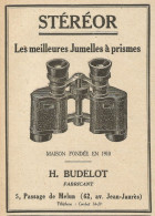 Stèrèor - Les Meilleures Jumelles à Prismes - Pubblicità 1929 - Advertis. - Werbung