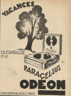 Phono PARACELSUS Odèon - Pubblicità 1929 - Advertising - Advertising