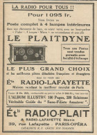 LE PLAITDYNE - La Radio Pour Tous - Pubblicità 1928 - Advertising - Werbung