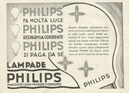 Philips Lampade - Maggior Luce Minor Consumo - Pubblicità 1933 - Advertis. - Pubblicitari